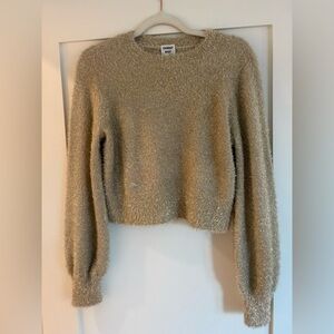 Sunday best Aritzia gold kitten sweater crew neck fluffy metallic size medium